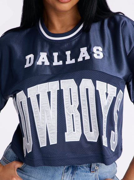 Fashion Nova Women's NFL Dallas Cowboys Cropped Top Navy/Combo