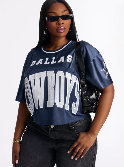 Fashion Nova Women's NFL Dallas Cowboys Cropped Top Navy/Combo