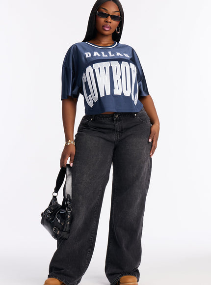 Fashion Nova Women's NFL Dallas Cowboys Cropped Top Navy/Combo