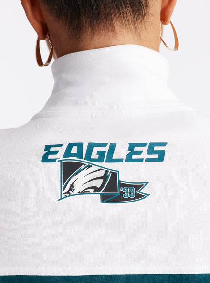 Fashion Nova Women's NFL Eagles Half Zip Sweatshirt Green/combo