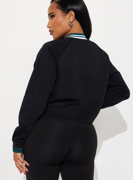Fashion Nova Women's Line Of Scrimmage Eagles Sweatshirt Black