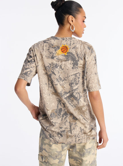 Fashion Nova Women's NBA Phoenix Suns Camo Tee Camouflage