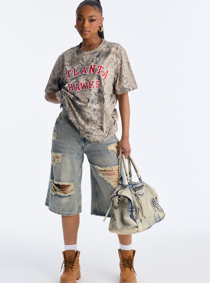 Fashion Nova Women's NBA Atlanta Hawks Camo Tee Camouflage
