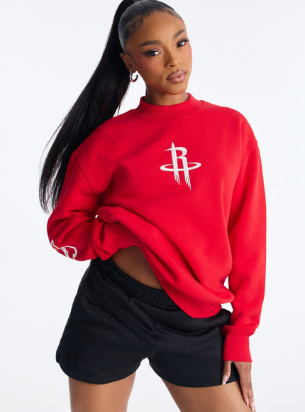 Fashion Nova Women's NBA Houston Rockets Crew Sweatshirt Red