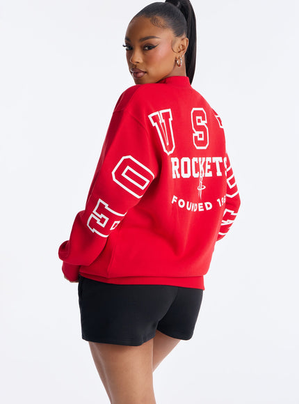 Fashion Nova Women's NBA Houston Rockets Crew Sweatshirt Red