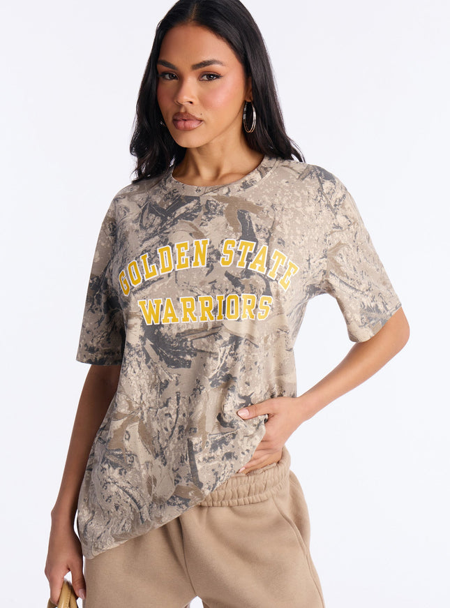 Fashion Nova Women's NBA Warriors Camo Tee Camouflage