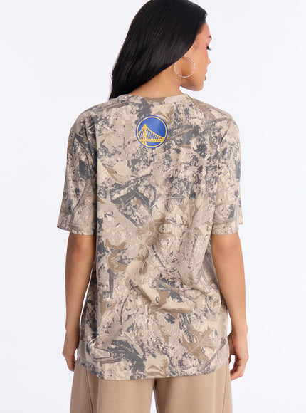 Fashion Nova Women's NBA Warriors Camo Tee Camouflage