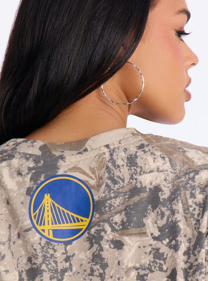 Fashion Nova Women's NBA Warriors Camo Tee Camouflage