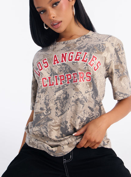 Fashion Nova Women's NBA LA Clippers Camo Tee Camouflage