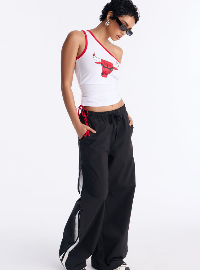 Fashion Nova Women's NBA Chicago Bulls One Shoulder Top White