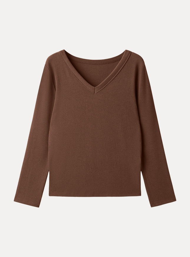 V-Neck Long Sleeve Banded Hem Top
