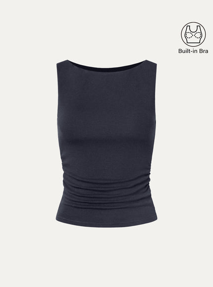 Boat Neck Built-In Bra Tank Top