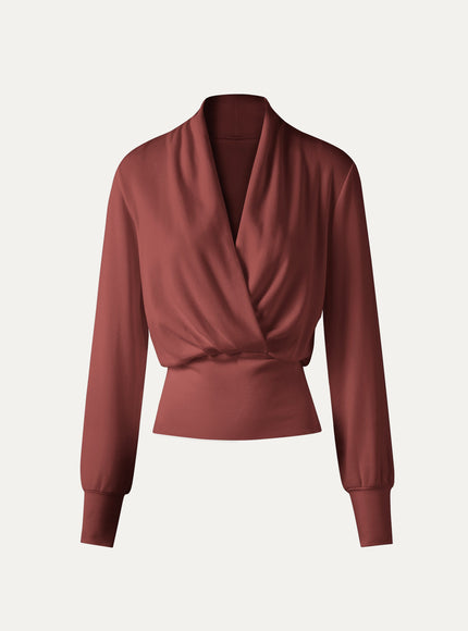 Surplice Long Sleeve Banded Hem Top