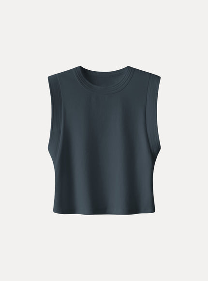 Soft Cotton Lyocell Cropped Wide Shoulder Tank