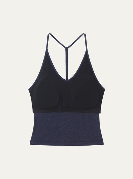 Soft Linen Luxe V-neck T-back Airy Built-In Bra Tank