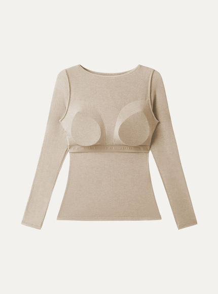 Boatneck Ruched Overlap Built-In Bra Top
