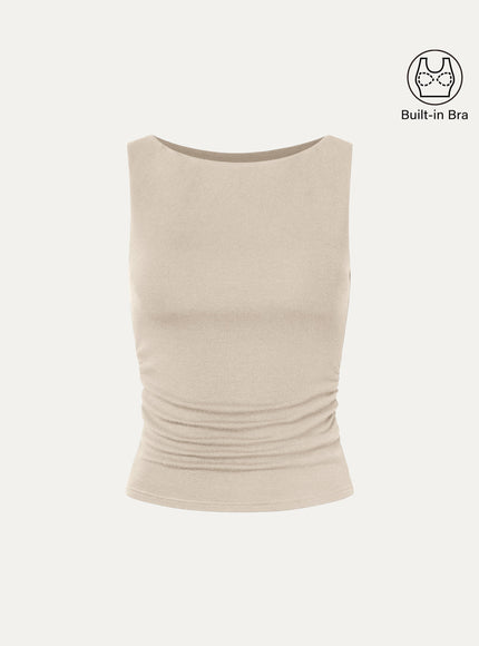 Boat Neck Built-In Bra Tank Top