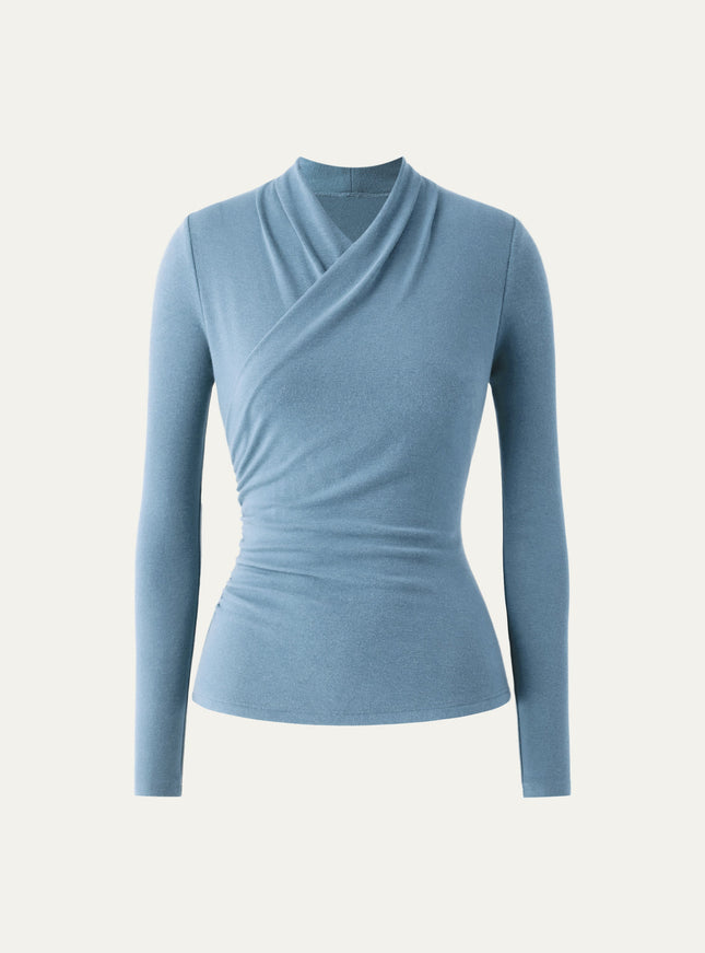 Surplice Long Sleeve Ruched Top