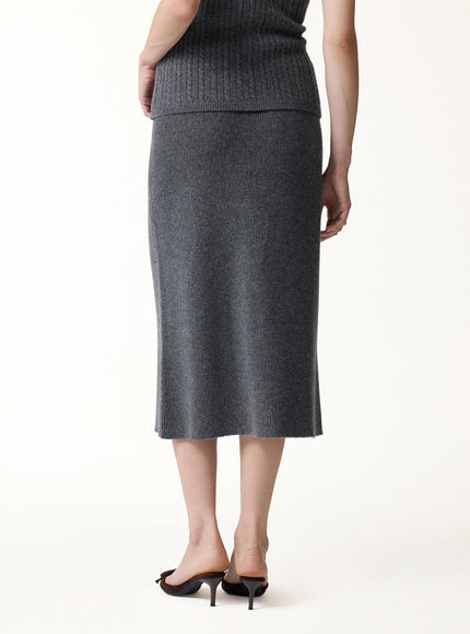 The Everyday Textured Merino-Blend Knit Skirt