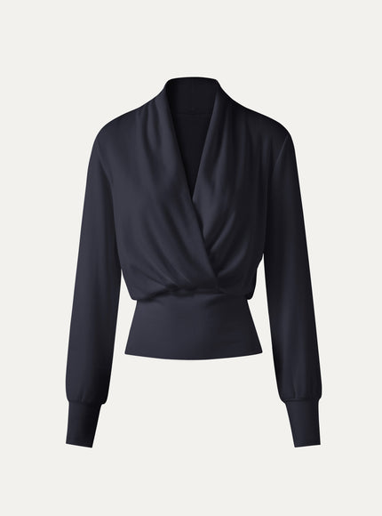 Surplice Long Sleeve Banded Hem Top