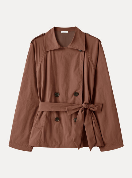 Packable Water-Repellent Peak Collar Trench Jacket with Pockets