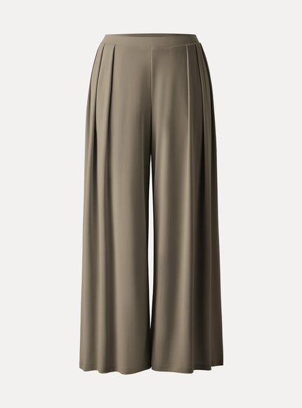 Sandwashed Mid Rise Pleated Wide Leg Palazzo Pant with Pockets