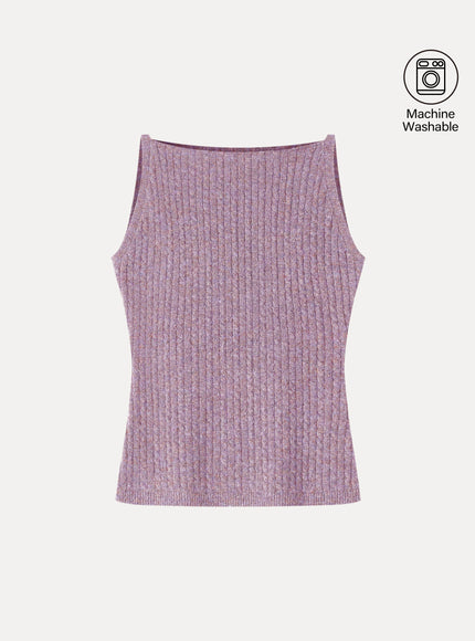Merino-Blend Sleeveless Cable-Knit Sweater Tank