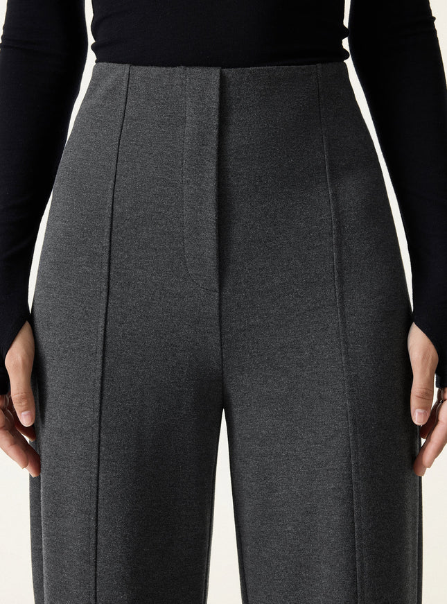 Ponte High-Rise Straight-Leg Pants with Pockets - Heather Black Grey