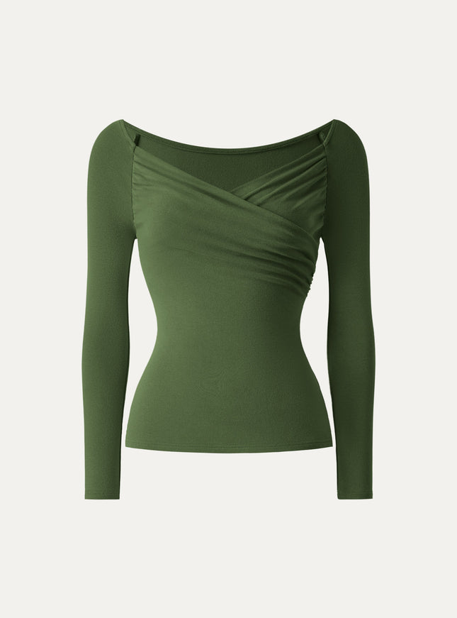 Surplice Ruched Long Sleeve Top