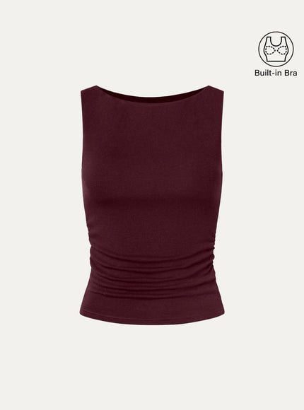 Boat Neck Built-In Bra Tank Top