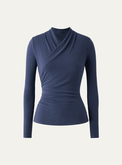 Surplice Long Sleeve Ruched Top