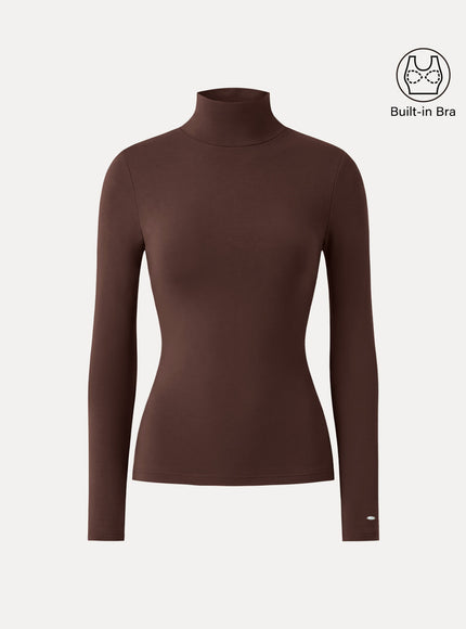 MaxWarm Turtleneck Long Sleeve Built-In Bra Top