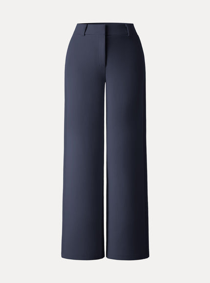 Stretchy Mid Rise Fly-Front Wide Leg Trouser