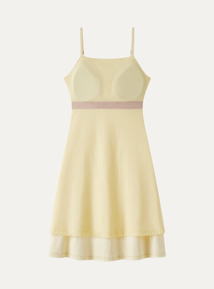 Matte Smooth Square Neck Ruched Spaghetti Mini Built-In Bra Dress
