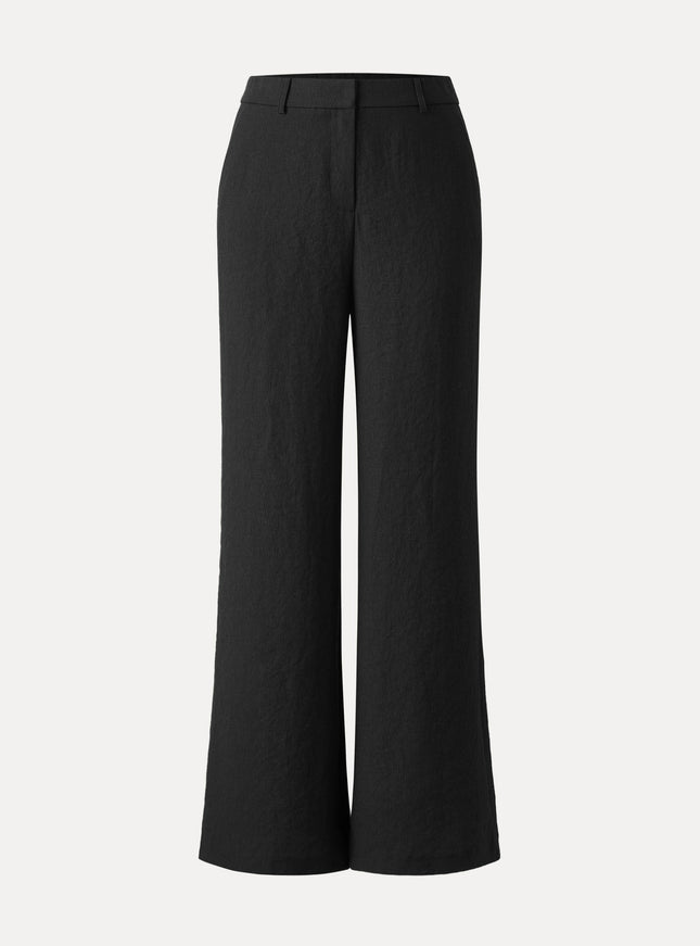 European Linen-Like Mid Rise Flared Pant with Pockets