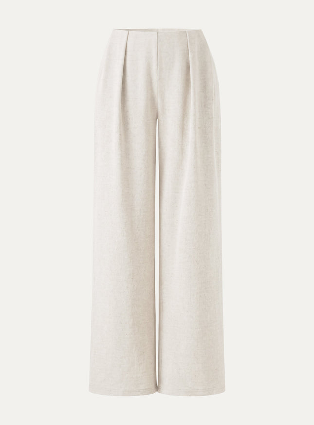 Airy Stretch Linen-Like Wide Flare Pant with Pockets