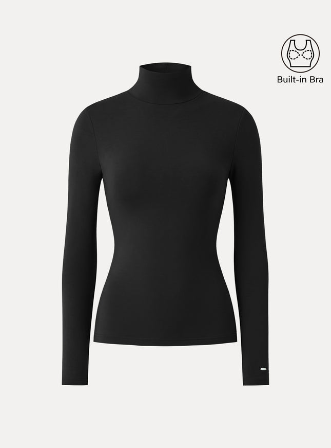 MaxWarm Turtleneck Long Sleeve Built-In Bra Top