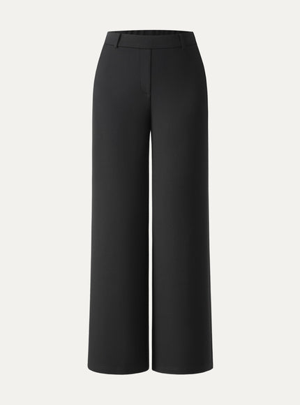 Ponte Mid-Rise Wide-Leg Pants with Pockets - Hickory Brown