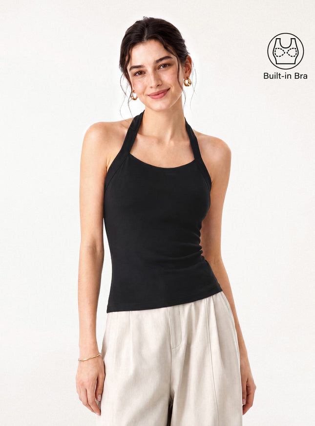Sleek Halter Built-In Bra Top