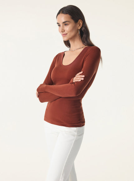 Lyocell Cashmere Scoop Neck Thumbhole Bra Top