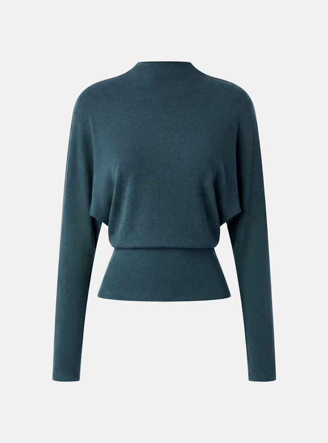 Mock Neck Batwing Sleeve Top