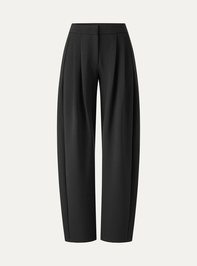 Ponte Low-Rise Ankled Barrel Pants with Pockets