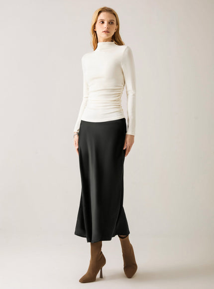 Ruched Sides Tuckable Mockneck Top