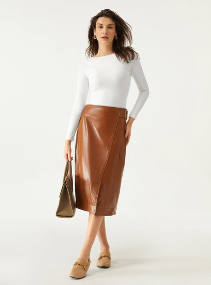 Boatneck Long Sleeve Open-Back Ruched Built-In Bra Top