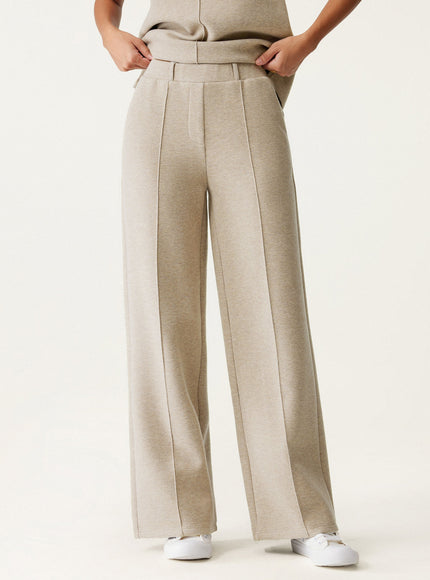2Pcs Set Regular Split Hem Top & High Waisted Warm Straight Leg Pull On Pant