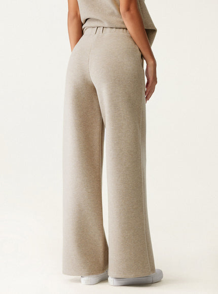2Pcs Set Multi-Wear Layering Built-In Bra Top & High Waisted Straight Leg Pull On Pant