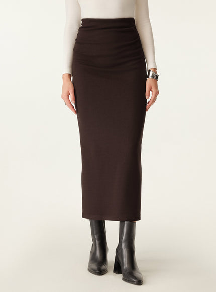 MaxWarm Ruched Side Pencil Maxi Skirt