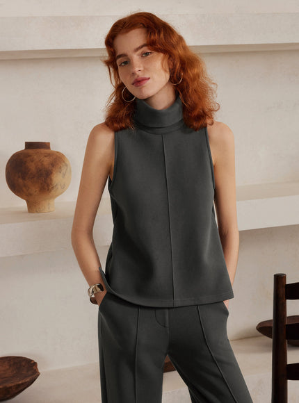 Turtle Neck Split Hem Top