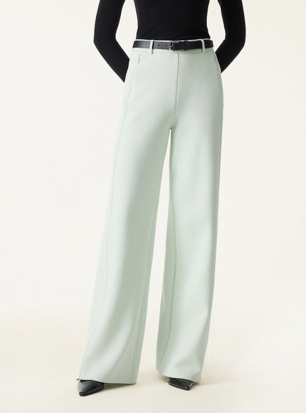 Stretch Cotton Blend Slimming High Rise Wide Leg Pant