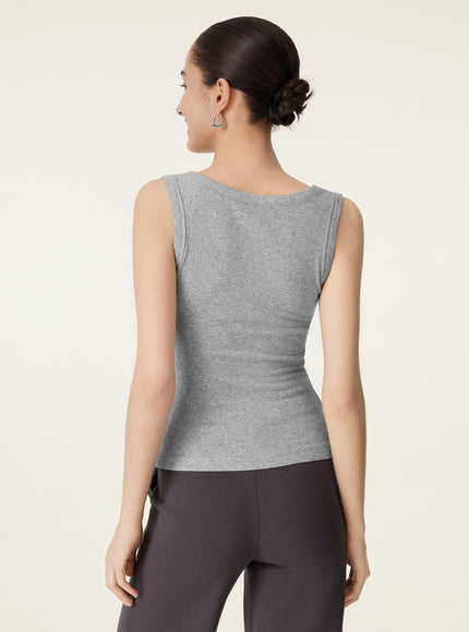 Stretchy V-neck Cotton Built-In Bra Tank